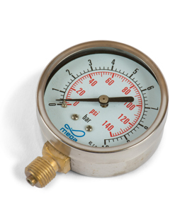 Manometer 0-10 lower connection 1/4" SST
